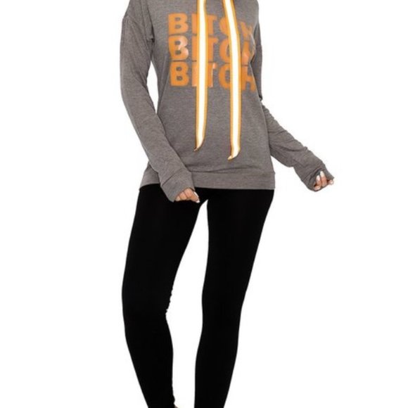 LETTER PRINTED HOODIE WITH REFLECTIVE DRAWBAND - Picture 3 of 3